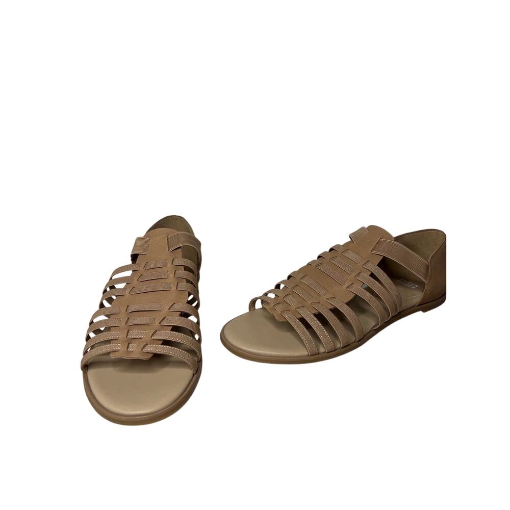 Eileen Fisher Tan Nude Leather Rato Gladiator Sandals Womens Sz 10